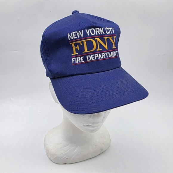 FDNY Firefighter NYC 100% Cotton Baseball Cap Hat One Size Blue Strapback 9/11 - Picture 1 of 7